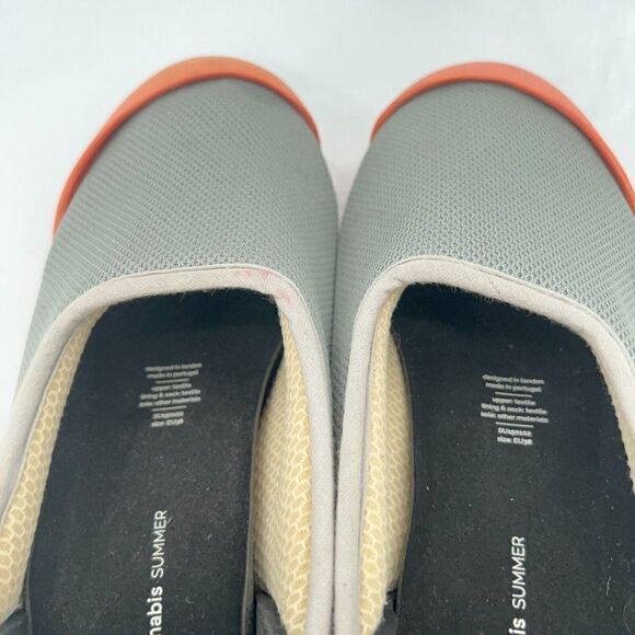 Mahabis Summer Gray Mesh Slippers 7.5 Grey Orange Flats Detachable Sole Rubber - Picture 7 of 11